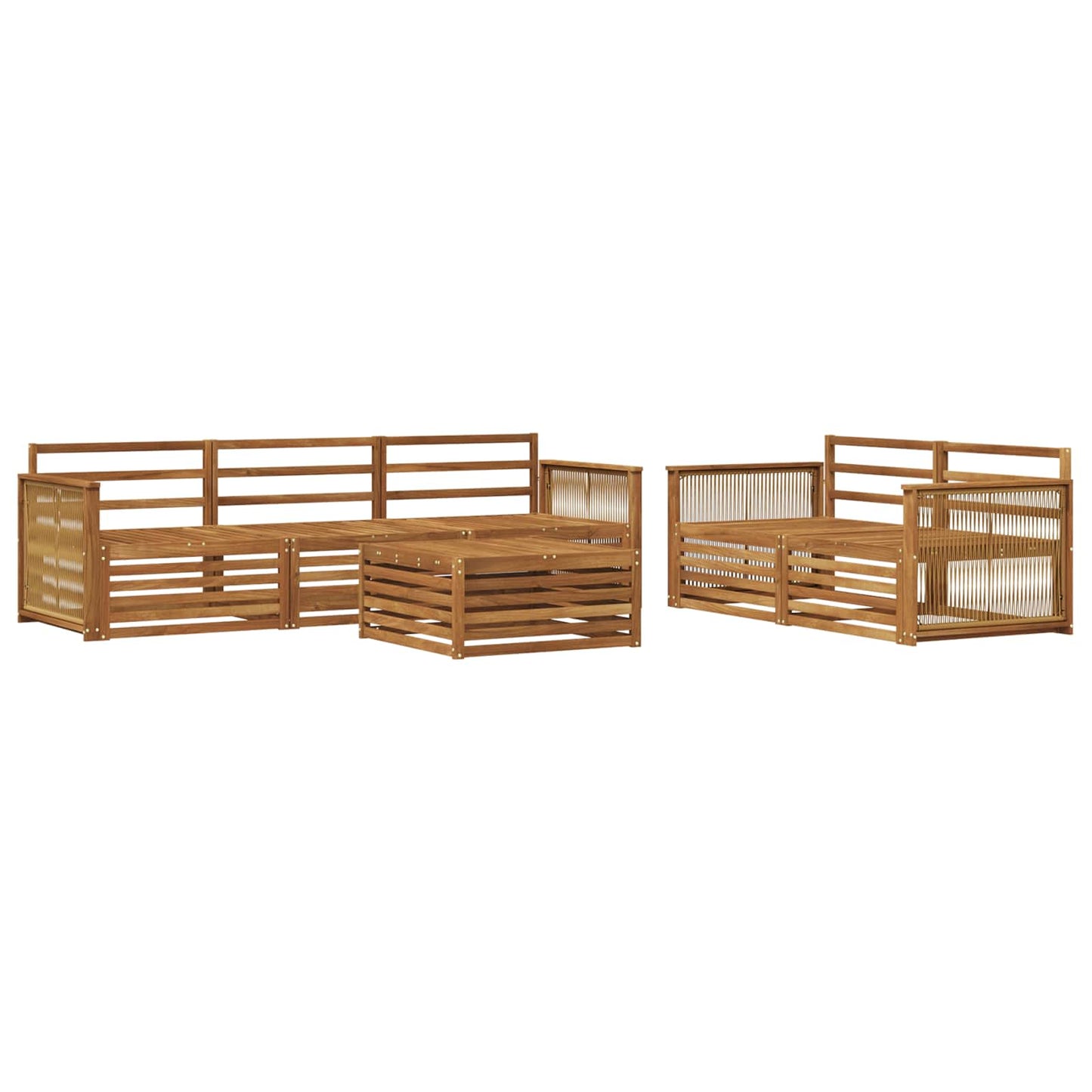 Set di divani da esterno 6 pz Naturale Legno di Acacia Massello