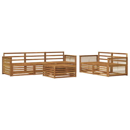 Set di divani da esterno 6 pz Naturale Legno di Acacia Massello