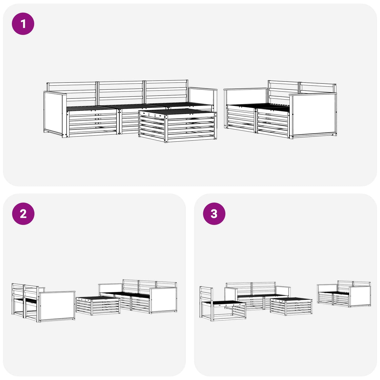 Set di divani da esterno 6 pcs Naturale