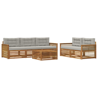 Set di divani da esterno 6 pcs Naturale e Grigio Chiaro | homemem39