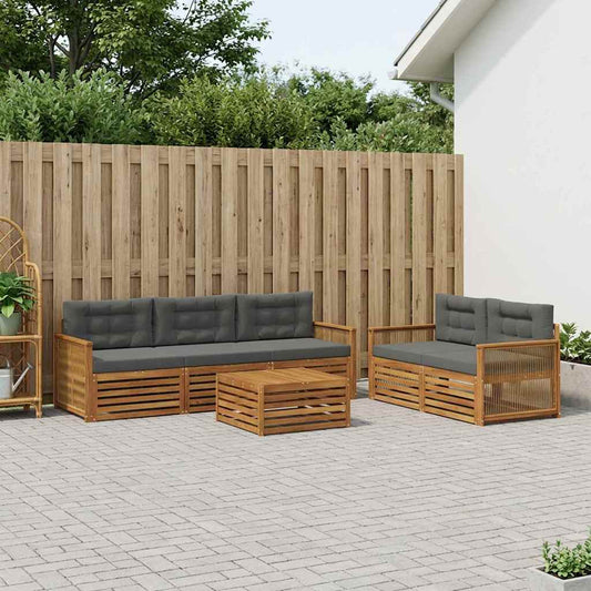 Set di divani da esterno con cuscino 6 pcs Naturale e Antracite