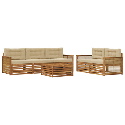 Set di divani da esterno 6 pz Naturale e Beige