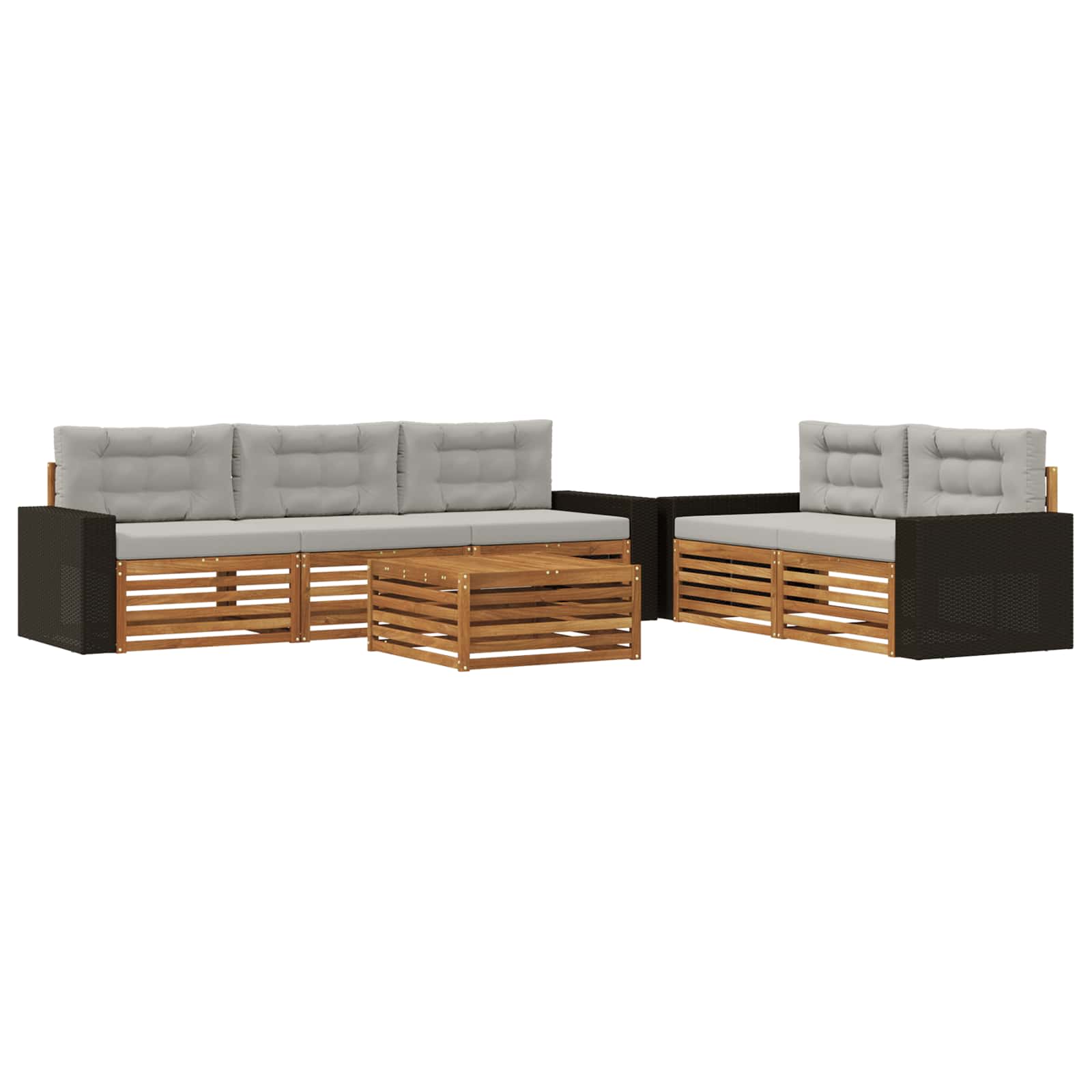 Set di divani da esterno 6 pcs Naturale e Grigio Chiaro | homemem39