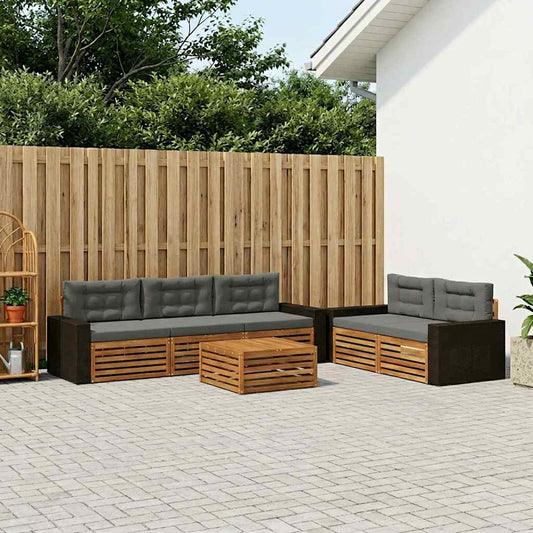 Set di divani da esterno 6 pcs Naturale e Antracite
