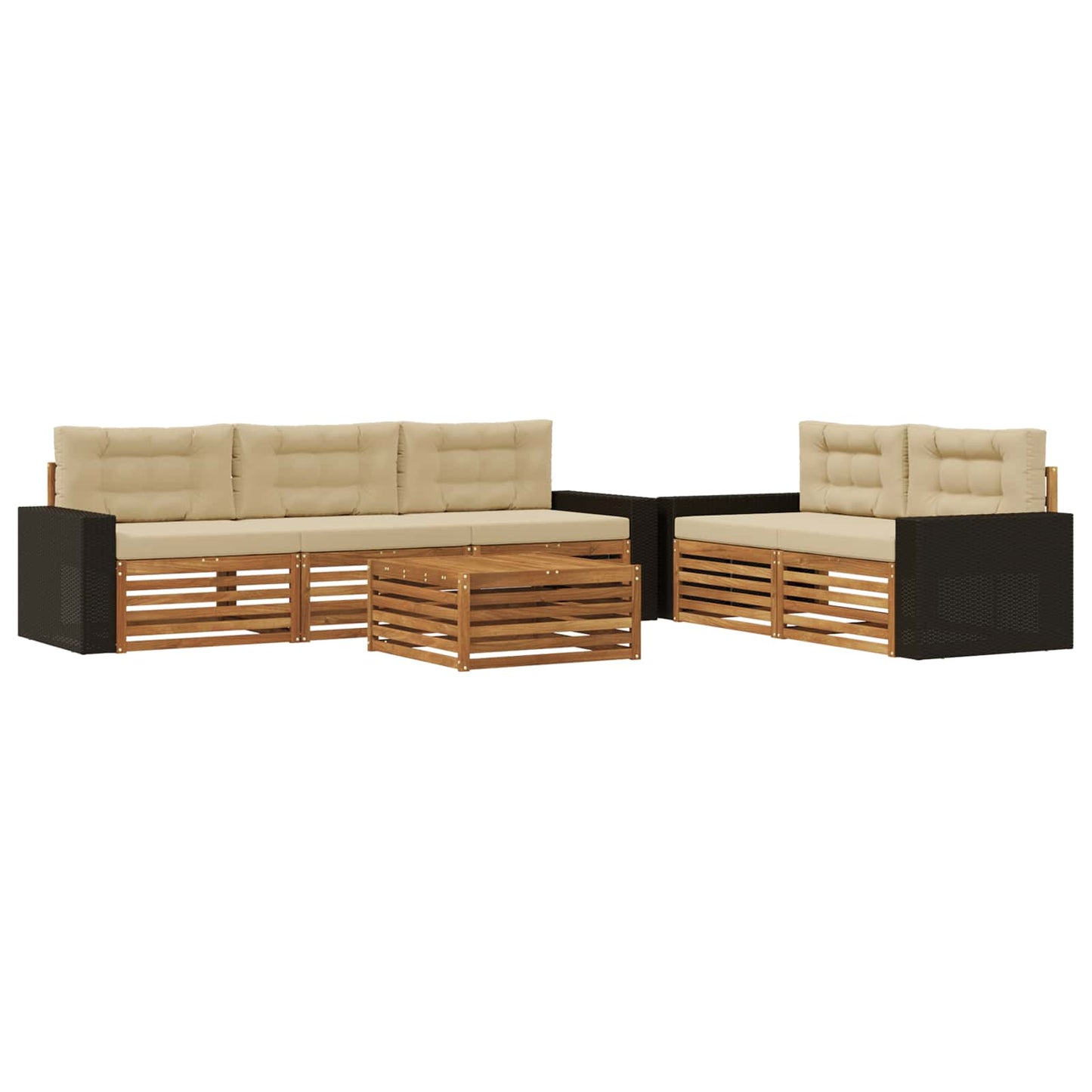 Set di divani da esterno 6 pcs Naturale e Beige