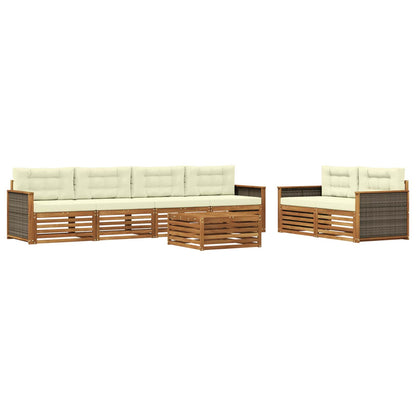 Set di divani da esterno 7 pz Naturale e Crema
