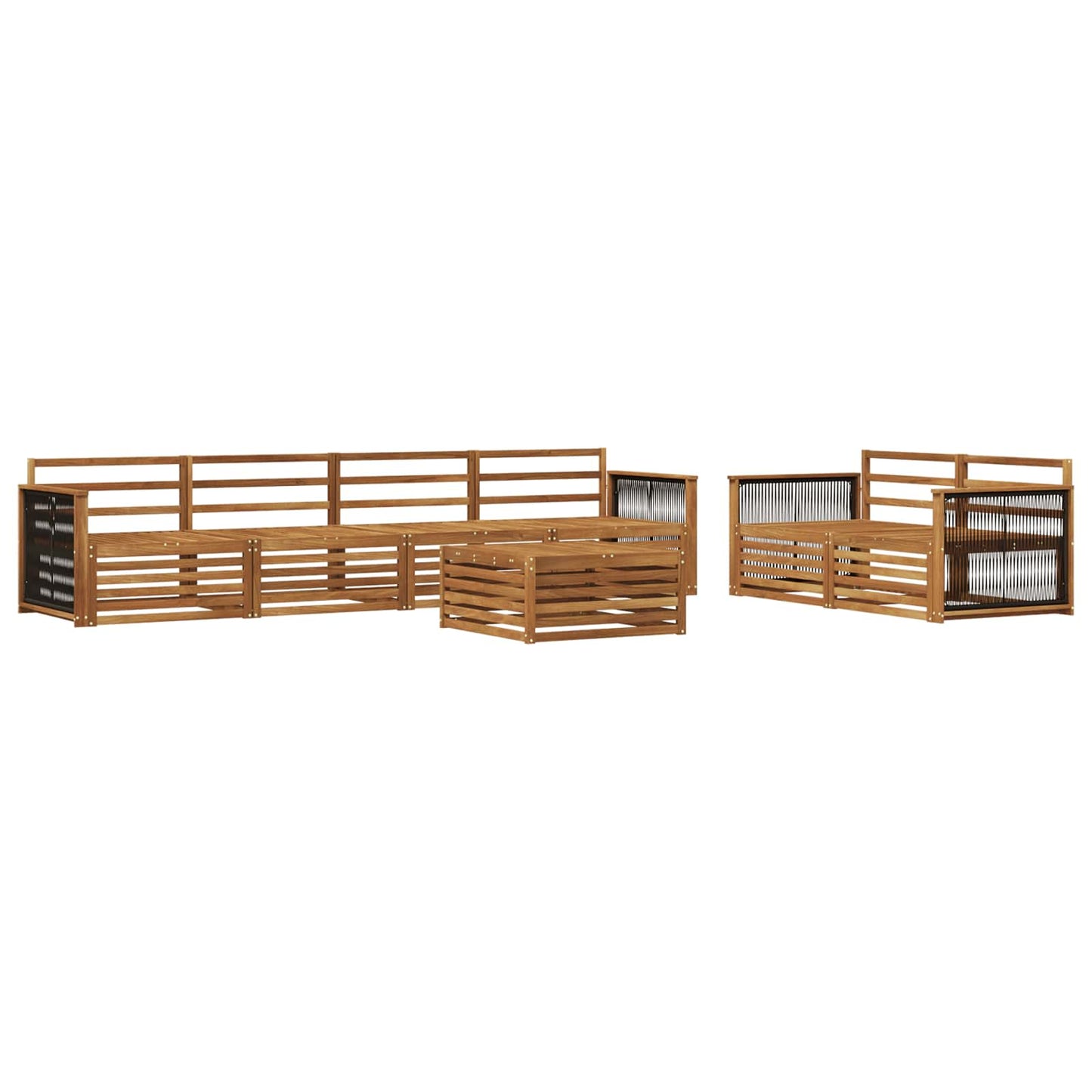 Set di divani da esterno 7 pz Naturale Legno di Acacia Massello