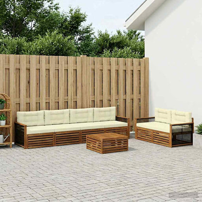 Set di divani da esterno con cuscino 7 pcs Naturale e Crema