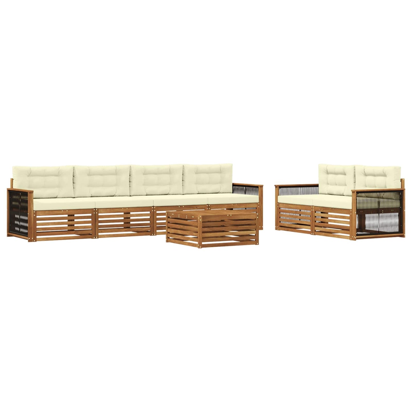 Set di divani da esterno con cuscino 7 pcs Naturale e Crema