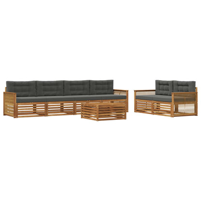 Set di divani da esterno con cuscino 7 pcs Naturale e Antracite