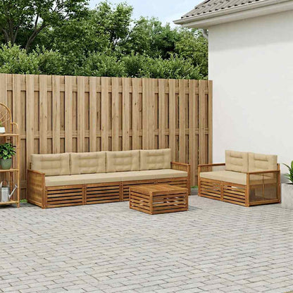 Set di divani da esterno con cuscino 7 pcs Naturale e Beige