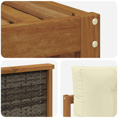 Set di divani da esterno con cuscino 7 pcs Naturale e Crema