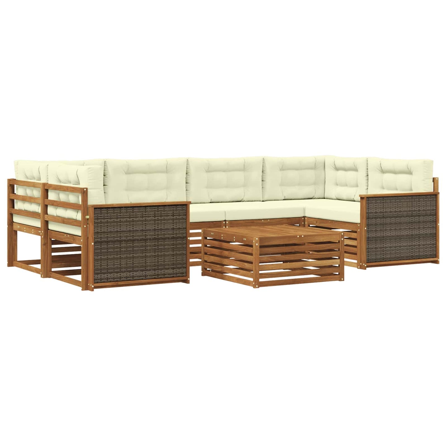 Set di divani da esterno con cuscino 7 pcs Naturale e Crema