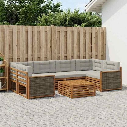 Set di divani da esterno 7 pcs Naturale e Grigio Chiaro