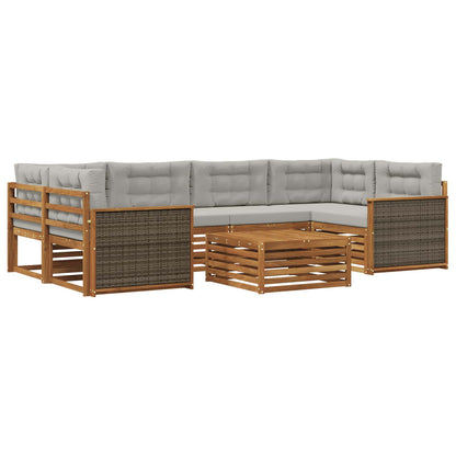Set di divani da esterno 7 pcs Naturale e Grigio Chiaro