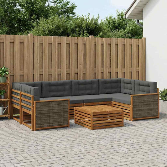 Set di divani da esterno con cuscino 7 pcs Naturale e Antracite