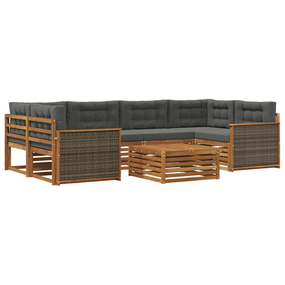 Set di divani da esterno con cuscino 7 pcs Naturale e Antracite