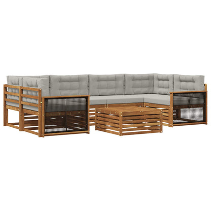 Set di divani da esterno 7 pcs Naturale e Grigio Chiaro