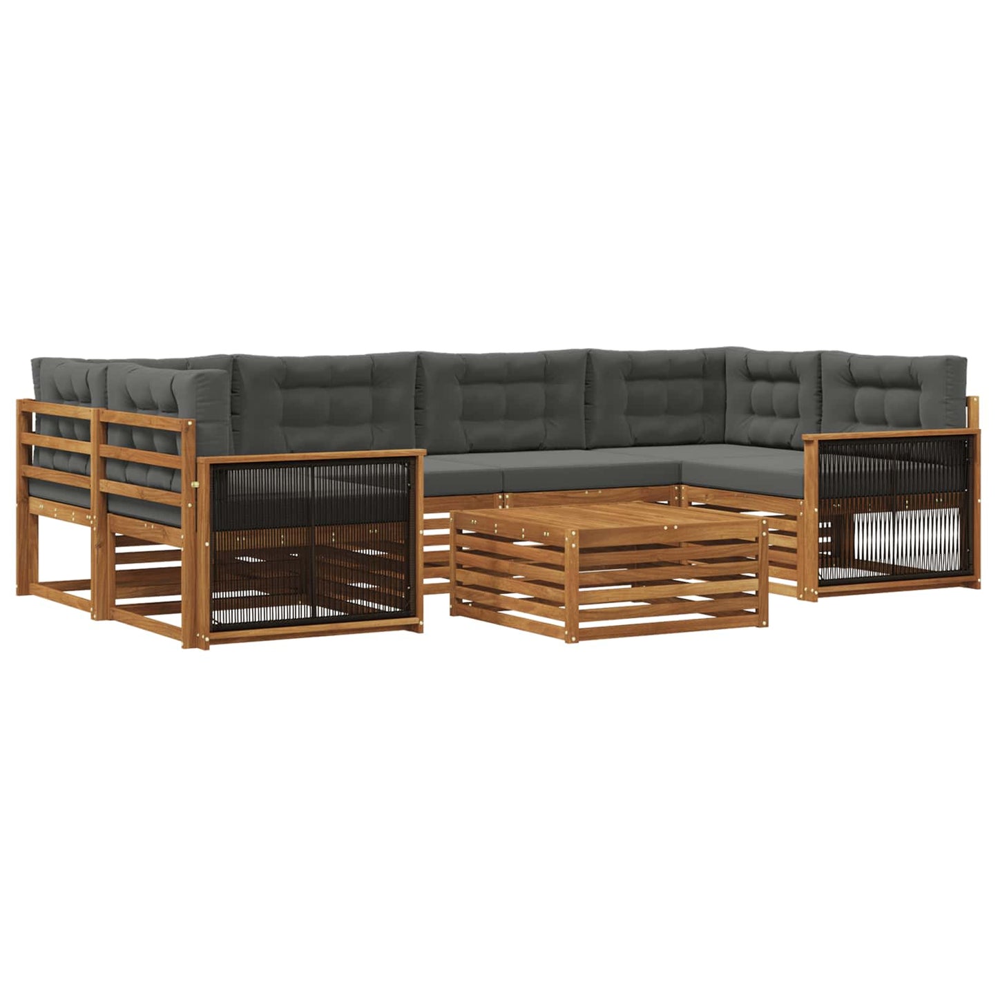 Set di divani da esterno con cuscino 7 pcs Naturale e Antracite