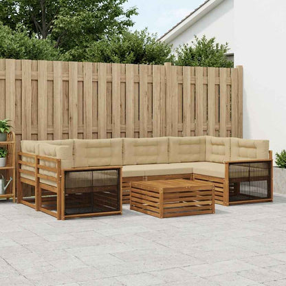 Set di divani da esterno con cuscino 7 pcs Naturale e Beige