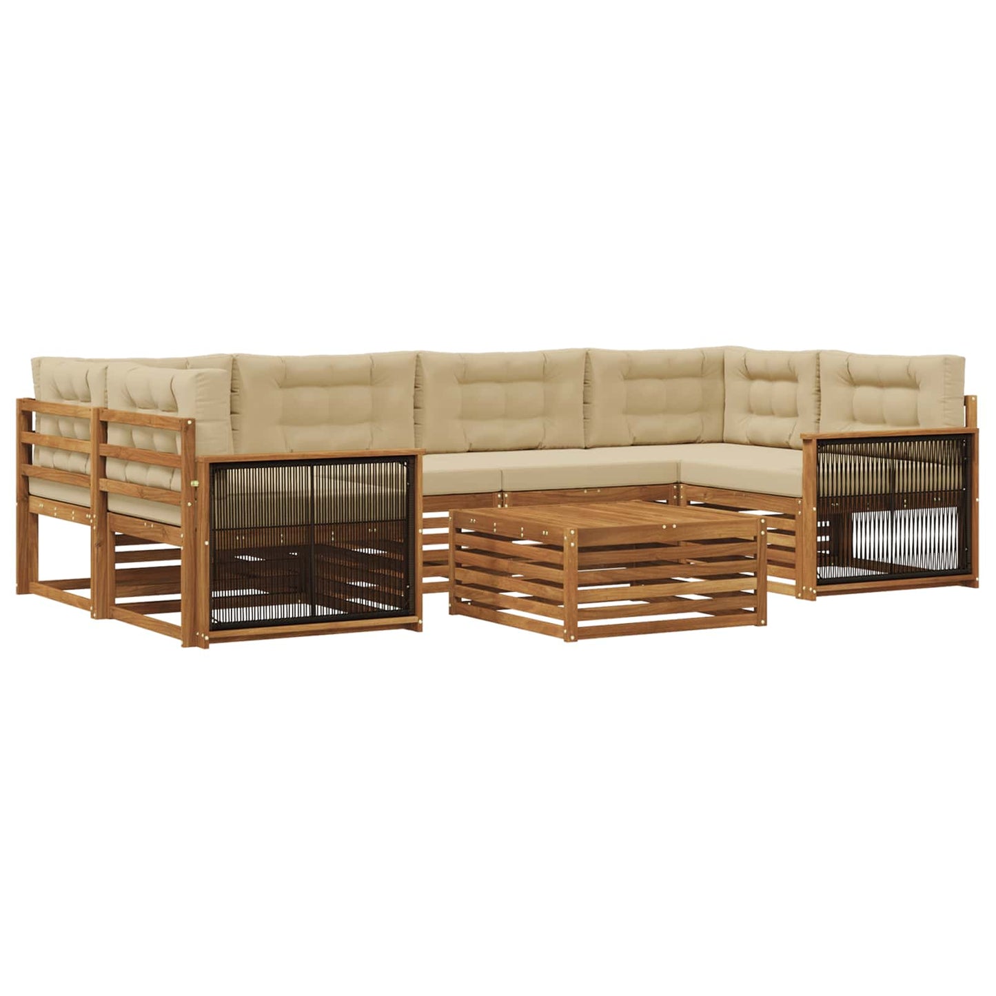 Set di divani da esterno con cuscino 7 pcs Naturale e Beige