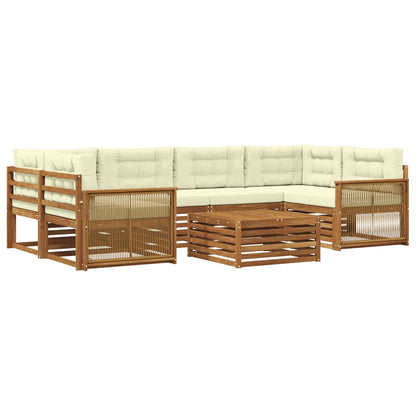 Set di divani da esterno con cuscino 7 pcs Naturale e Crema
