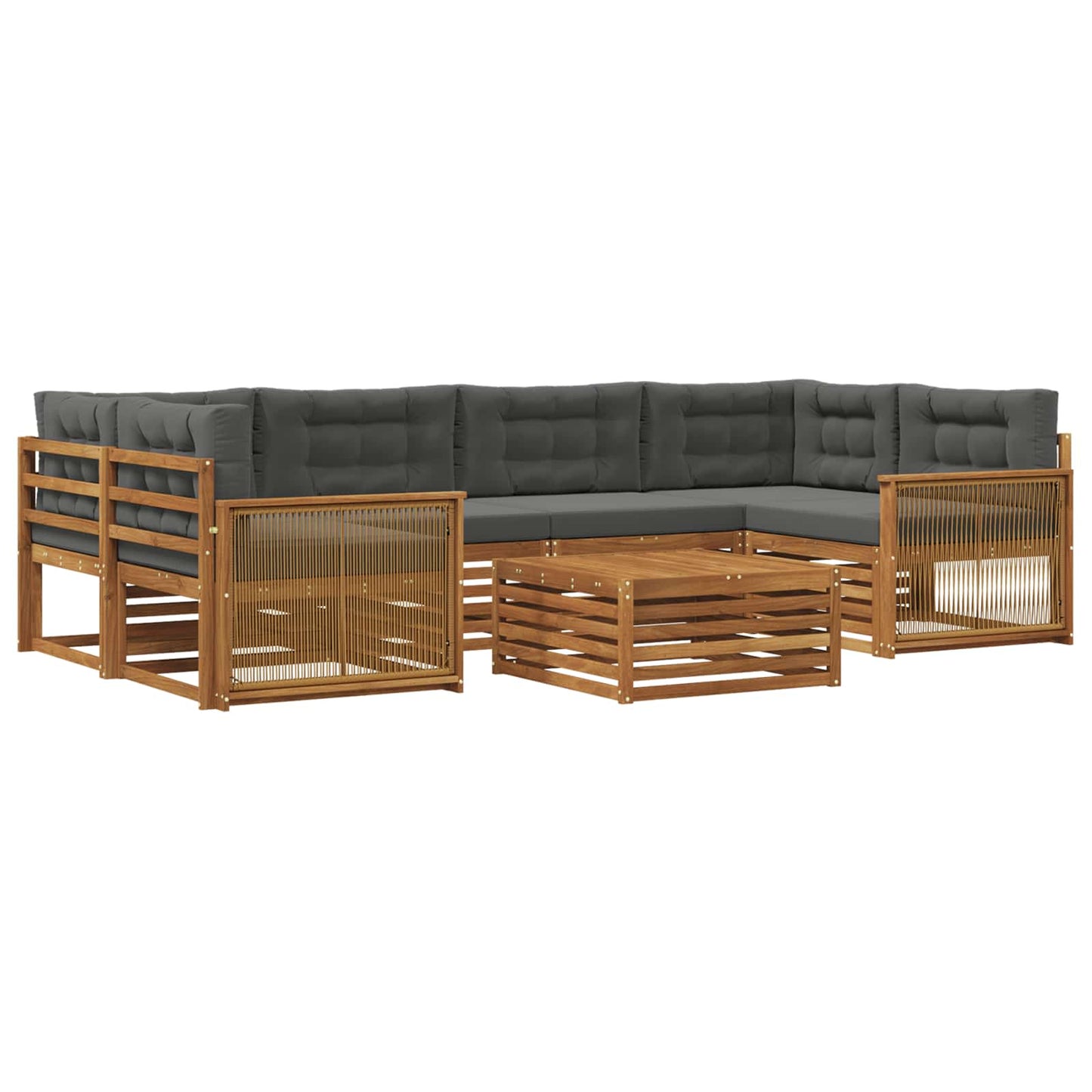 Set di divani da esterno con cuscino 7 pcs Naturale e Antracite
