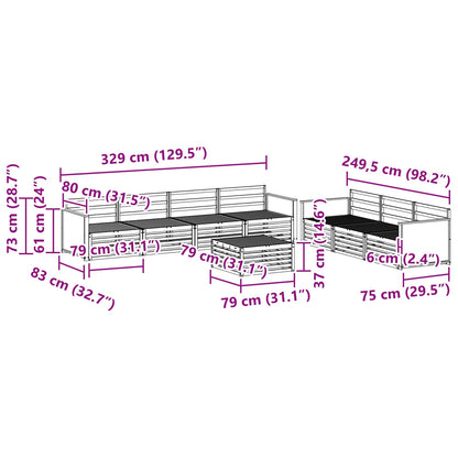 Set di divani da esterno 8 pcs Naturale