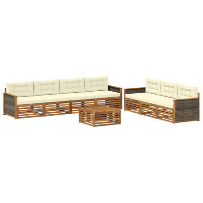 Set di divani da esterno con cuscino 8 pcs Naturale e Crema