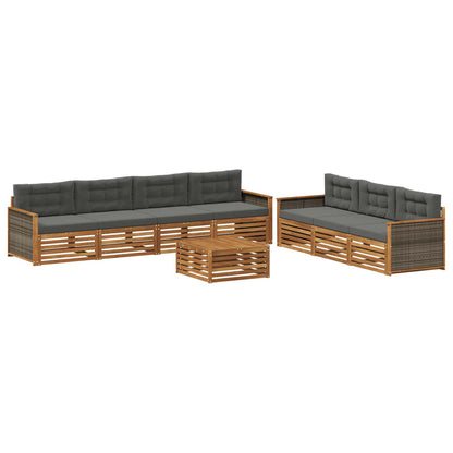 Set di divani da esterno con cuscino 8 pcs Naturale e Antracite