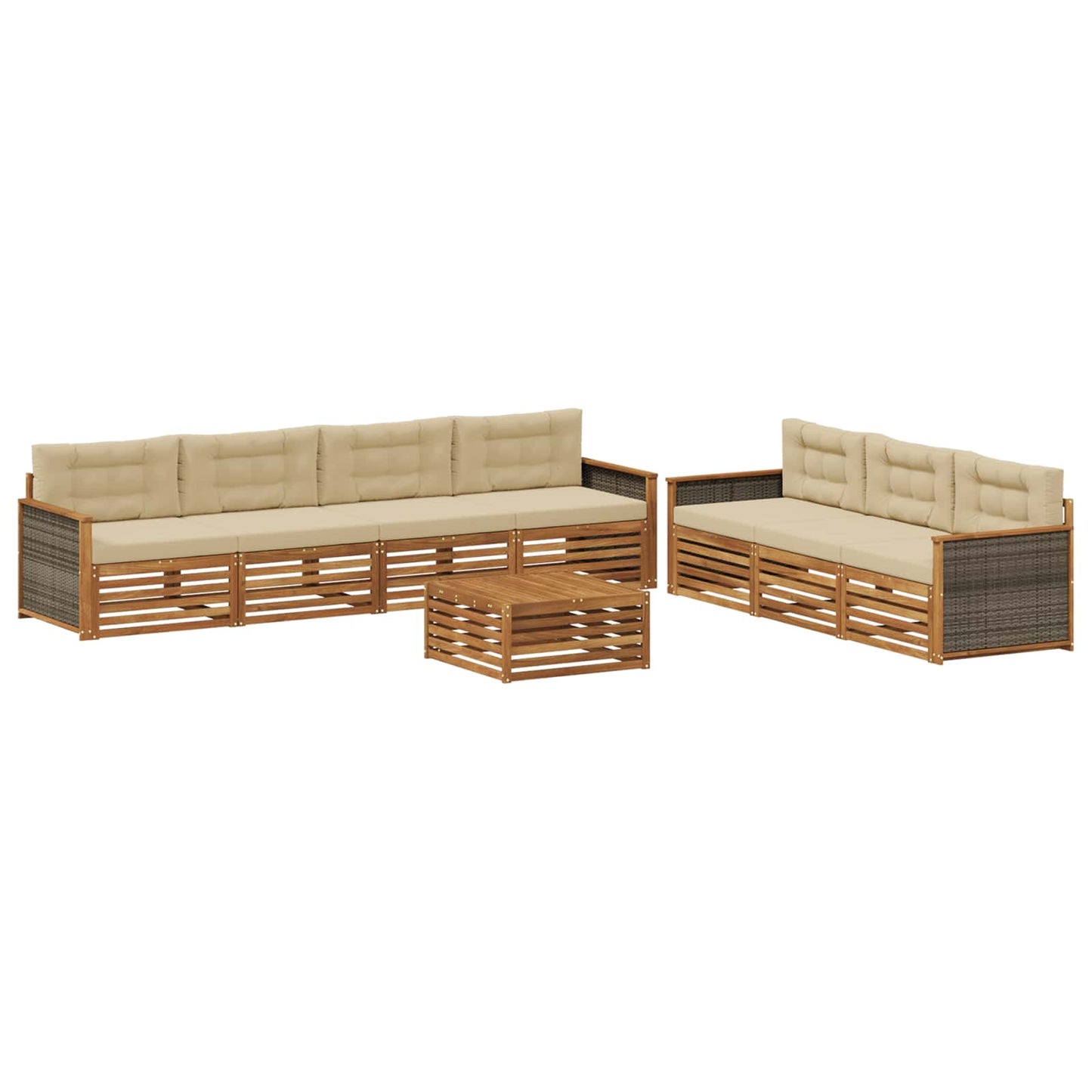 Set di divani da esterno 8 pz Naturale e Beige
