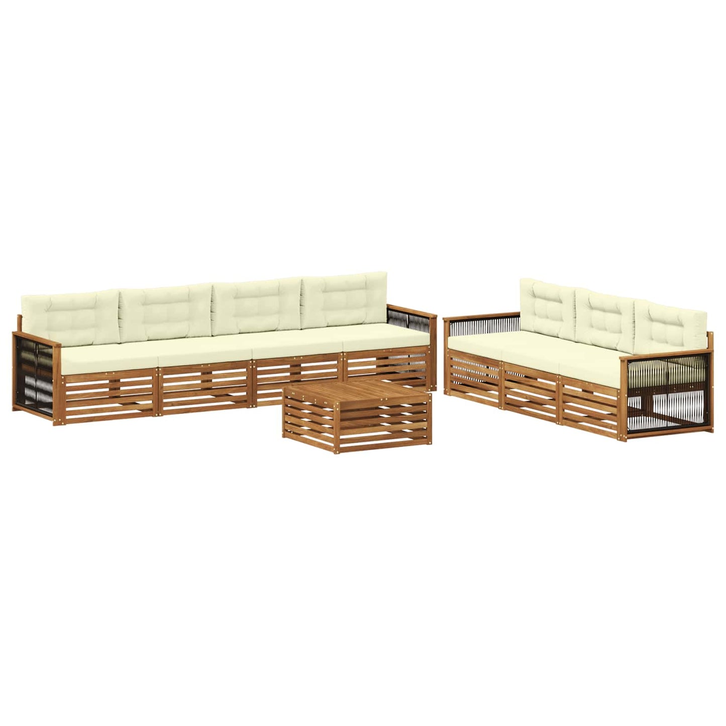 Set di divani da esterno 8 pz Naturale e Crema
