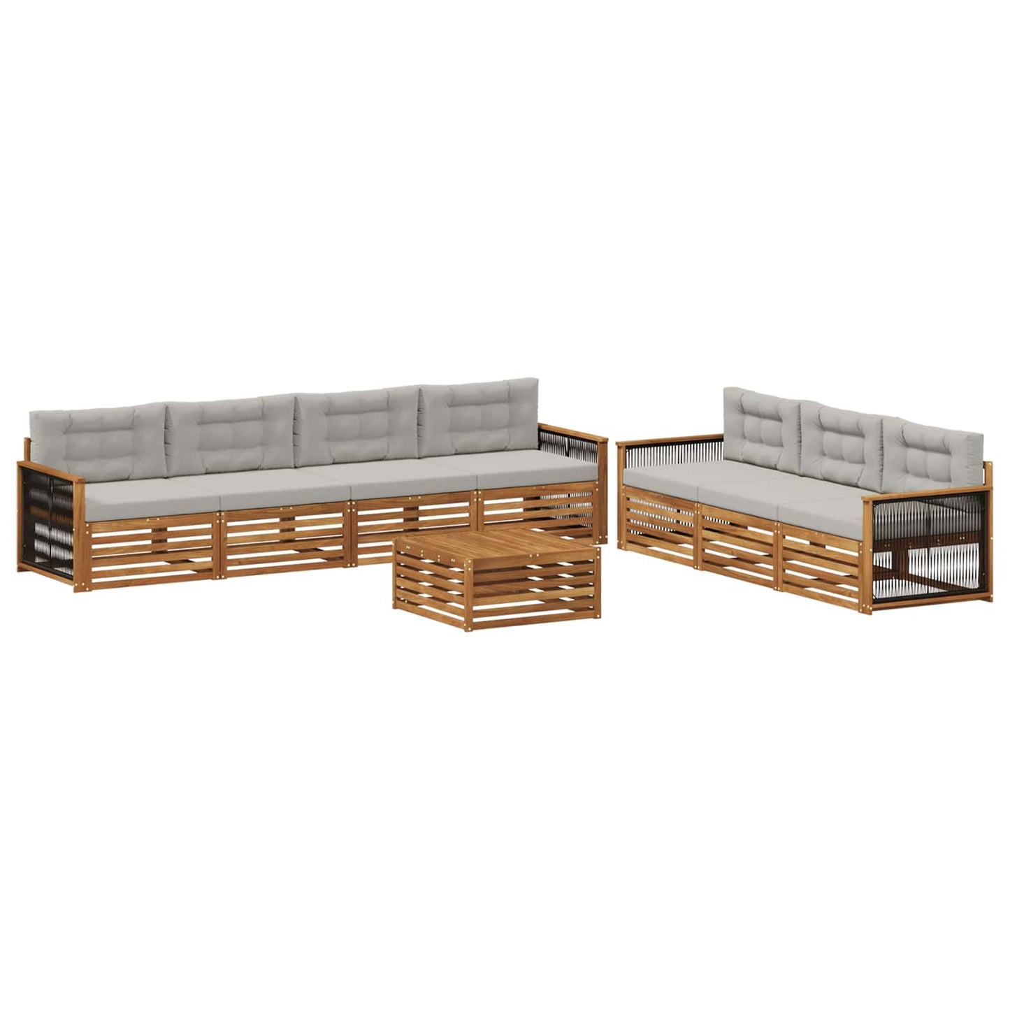 Set di divani da esterno 8 pcs Naturale e Grigio Chiaro