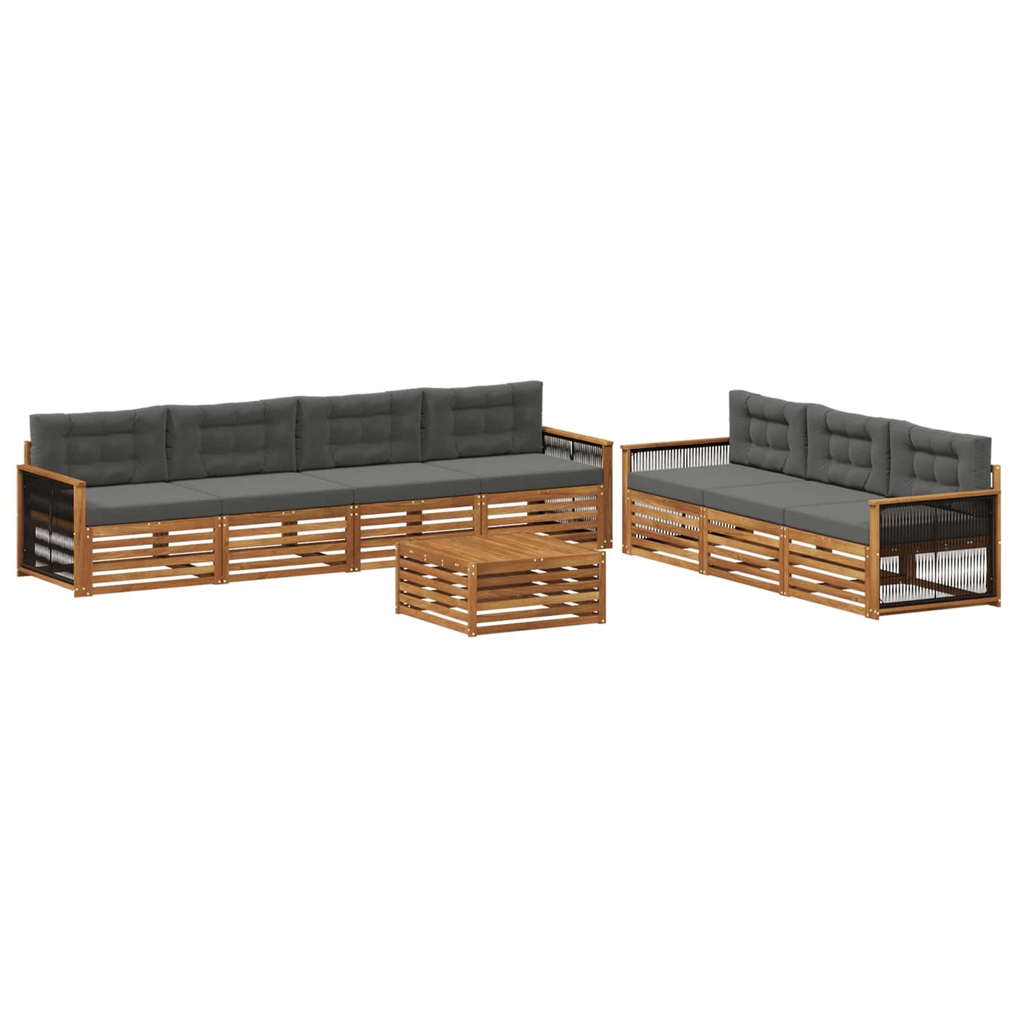 Set di divani da esterno con cuscino 8 pcs Naturale e Antracite