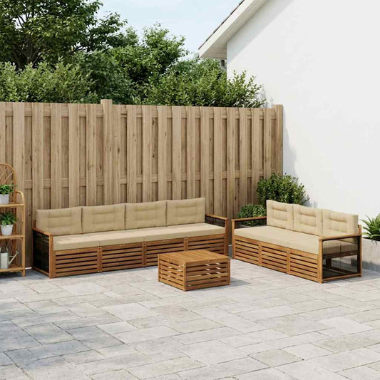 Set di divani da esterno con cuscino 8 pcs Naturale e Beige