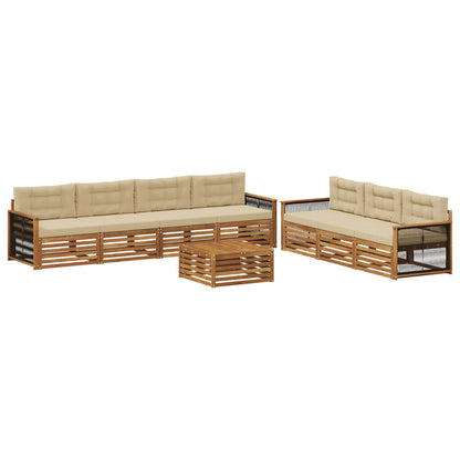 Set di divani da esterno con cuscino 8 pcs Naturale e Beige