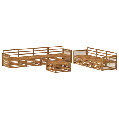 Set di divani da esterno 8 pz Naturale Legno di Acacia Massello