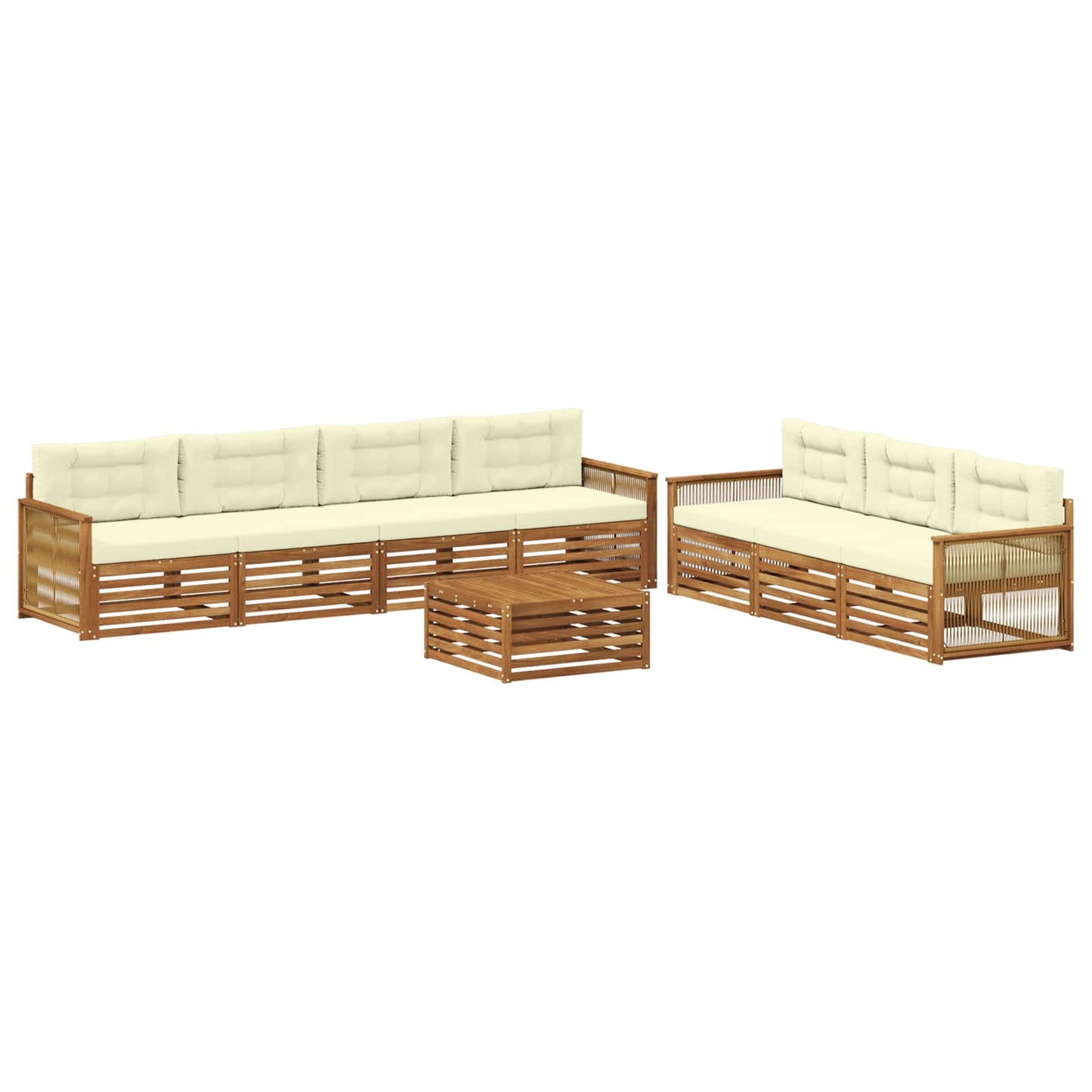 Set di divani da esterno 8 pz Naturale e Crema