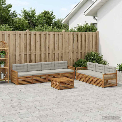 Set di divani da esterno 8 pcs Naturale e Grigio Chiaro