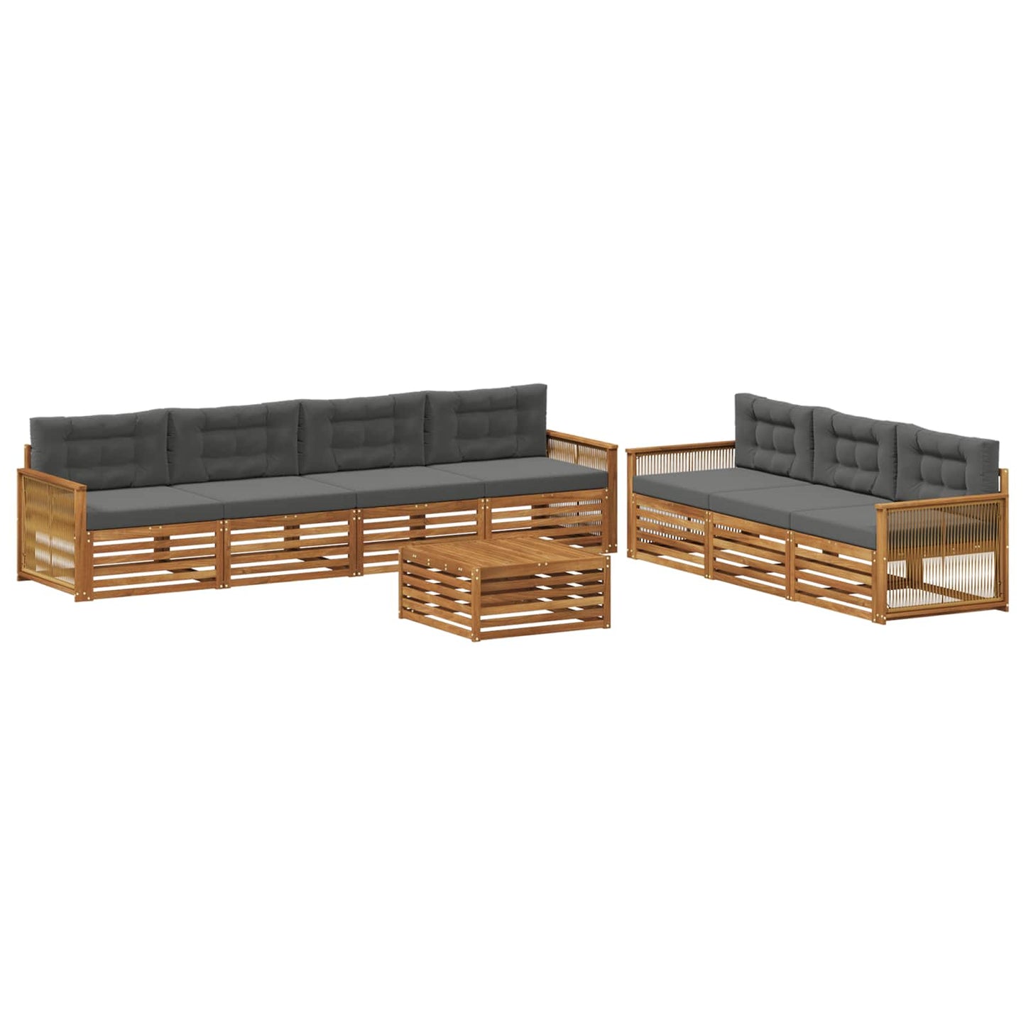 Set di divani da esterno 8 pz Naturale e Antracite