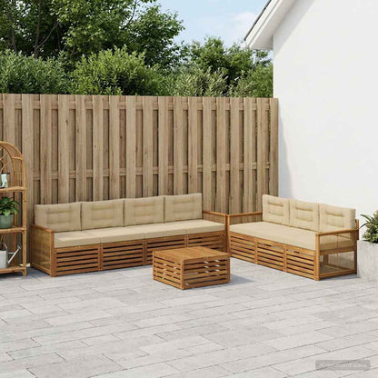 Set di divani da esterno con cuscino 8 pcs Naturale e Beige