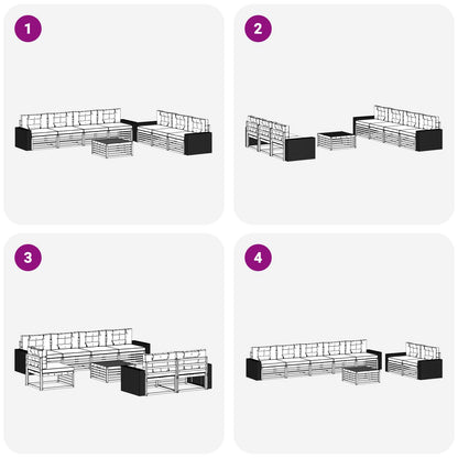 Set di divani da esterno 8 pcs Naturale e Crema 79 x 79 x 37 cm | homemem39