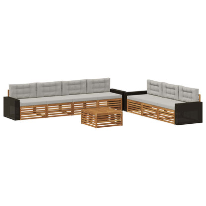 Set di divani da esterno 8 pcs Naturale e Grigio Chiaro | homemem39
