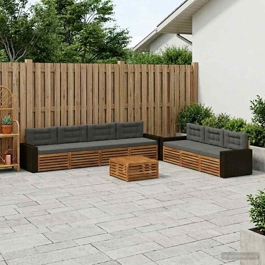 Set di divani da esterno 8 pcs Naturale e Antracite | homemem39