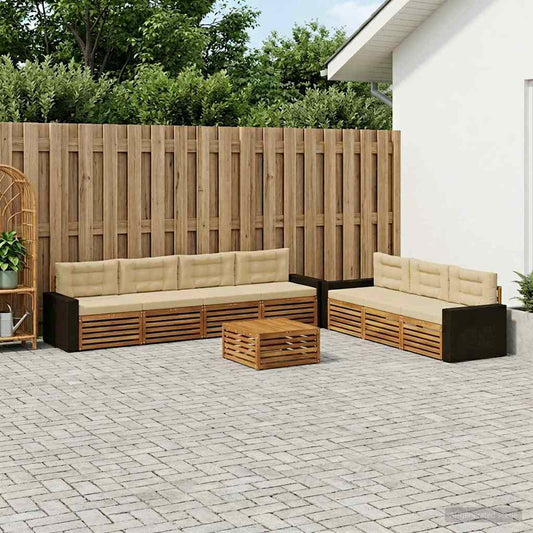 Set di divani da esterno 8 pcs Naturale e Beige 79 x 79 x 37 cm | homemem39