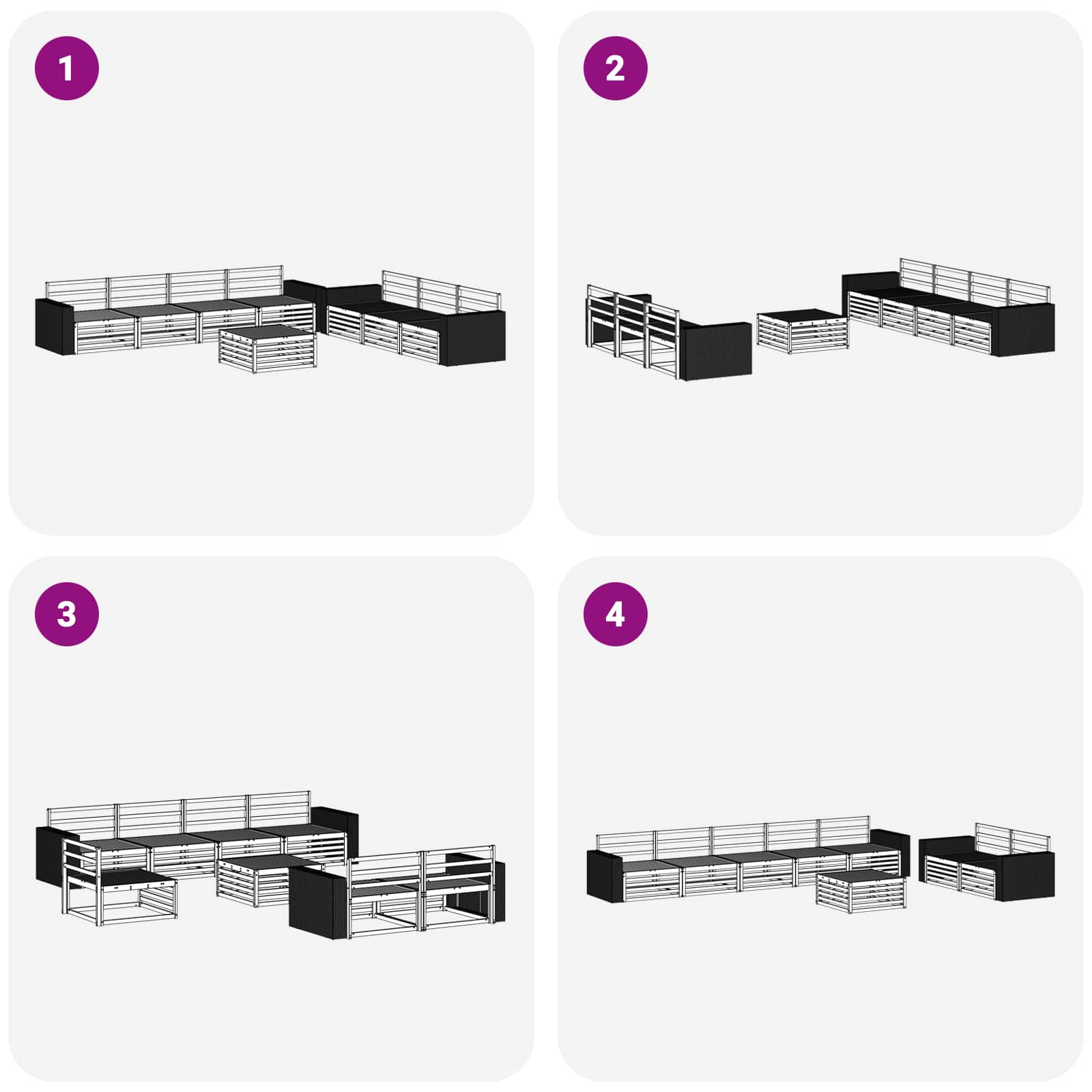 Set di divani da esterno 8 pcs Naturale 79 x 79 x 37 cm | homemem39