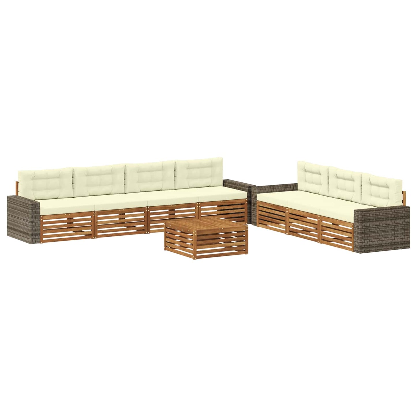 Set di divani da esterno 8 pcs Naturale e Crema 79 x 79 x 37 cm | homemem39