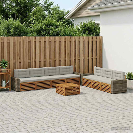 Set di divani da esterno 8 pcs Naturale e Grigio Chiaro | homemem39