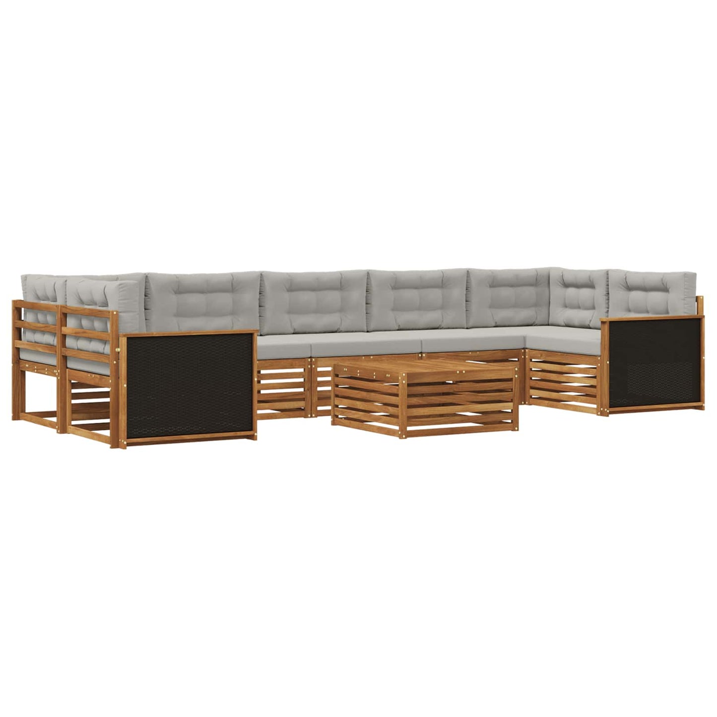 Set di divani da esterno 8 pcs Naturale e Grigio Chiaro | homemem39