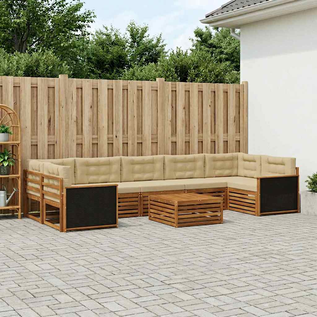 Set di divani da esterno 8 pcs Naturale e Beige | homemem39
